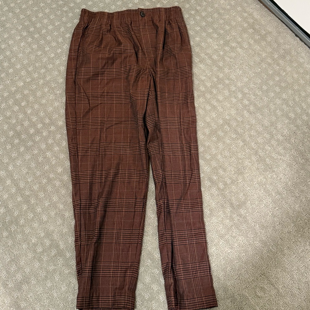 Womens Brown Plaid Pants